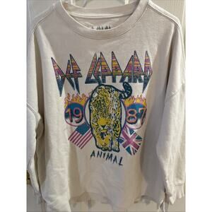 WOMENS DEF LEPPARD CONCERT SWEATSHIRT LICENSED MUSIC TOUR 1987 ANIMAL Size Large